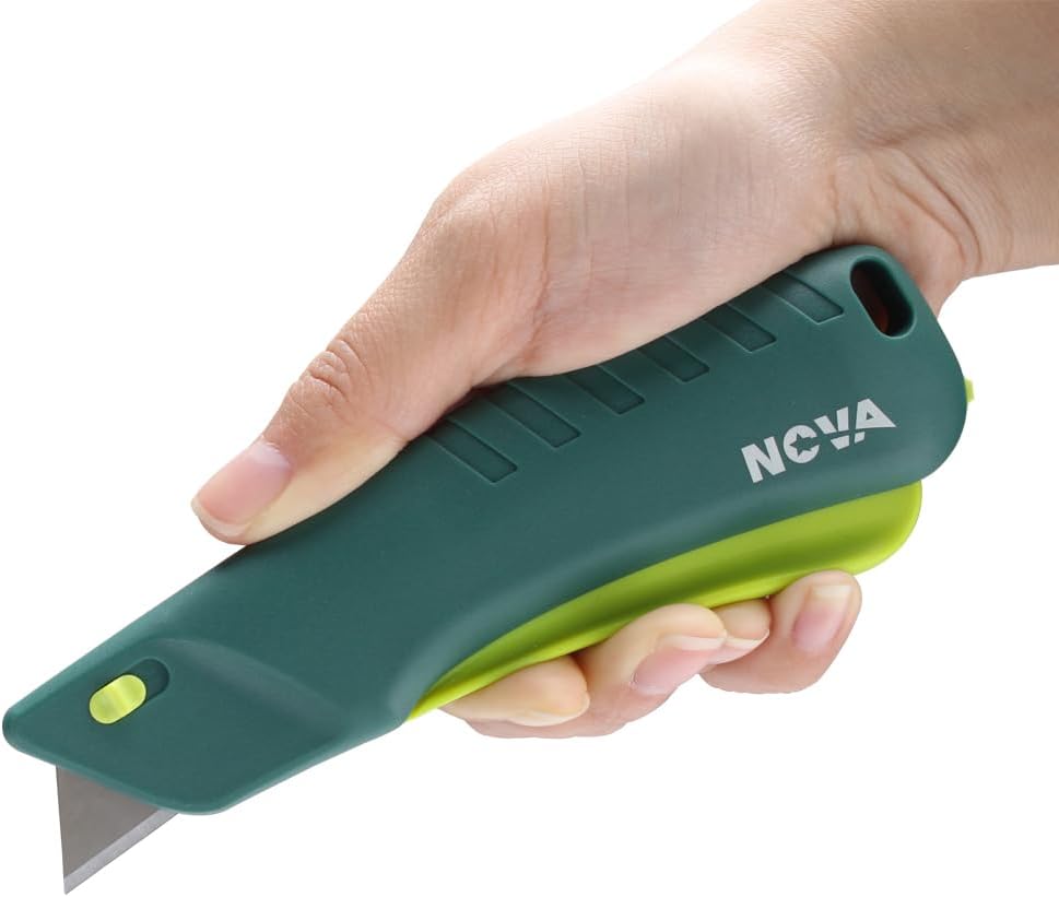 Smart-retracting Squeeze Trigger Knife, Safety Box Cutter, Utility Knife, Ambidextrous Design, Replaceable and