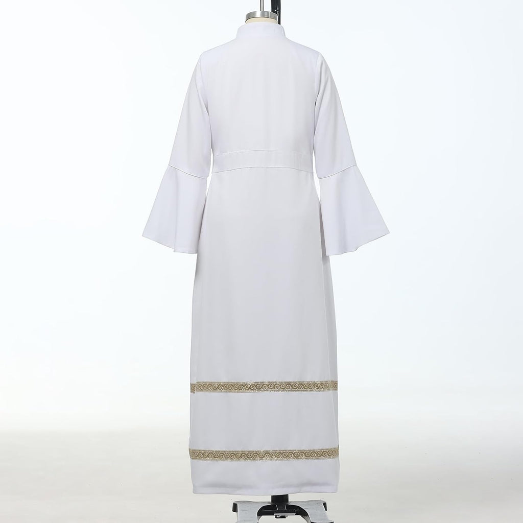 Church Clergy Dress Choir Robe for Women Flared Sleeves Button Mass Vestments