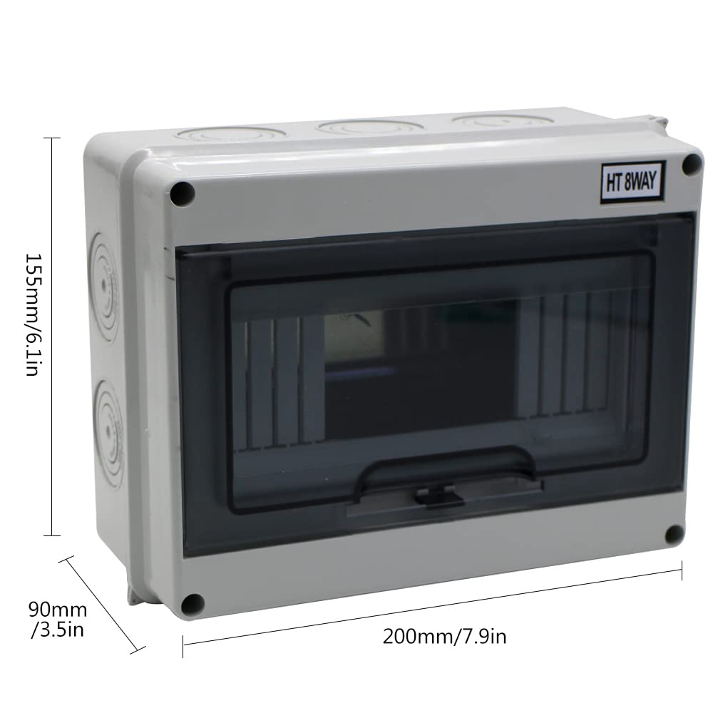 MAKERELE Distribution Protection Box with DIN Rail IP65 ABS 8 Way