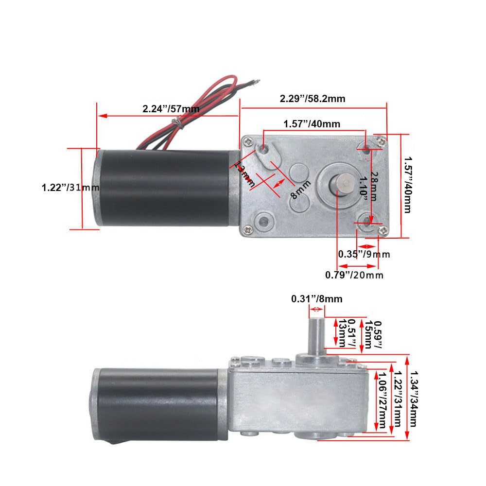 BRINGSMART 24V 260rpm DC Worm Gear Motor Self-Locking Mini Engine Turbine