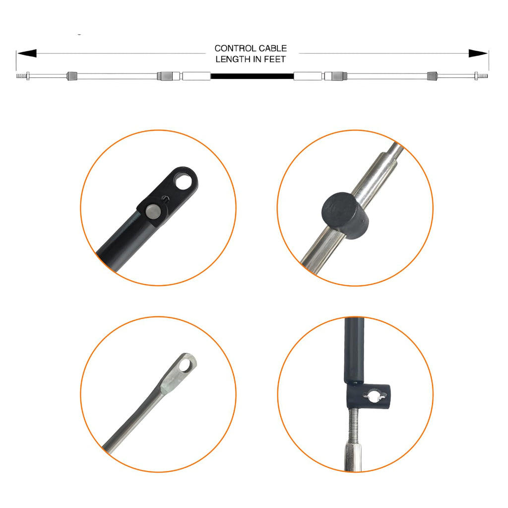 Boatcon 14FT GEN I Throttle Shift Control Cable Replace CC17914 Fits For Mercury Mariner Outboard Engine 2Pcs/Set