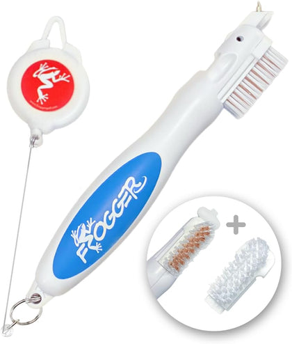 BrushPro Golf Club Cleaner with Ergonomic Grip and 2.5 ft. Retractable Cord - Sturdy Golf Club Brush and Groove