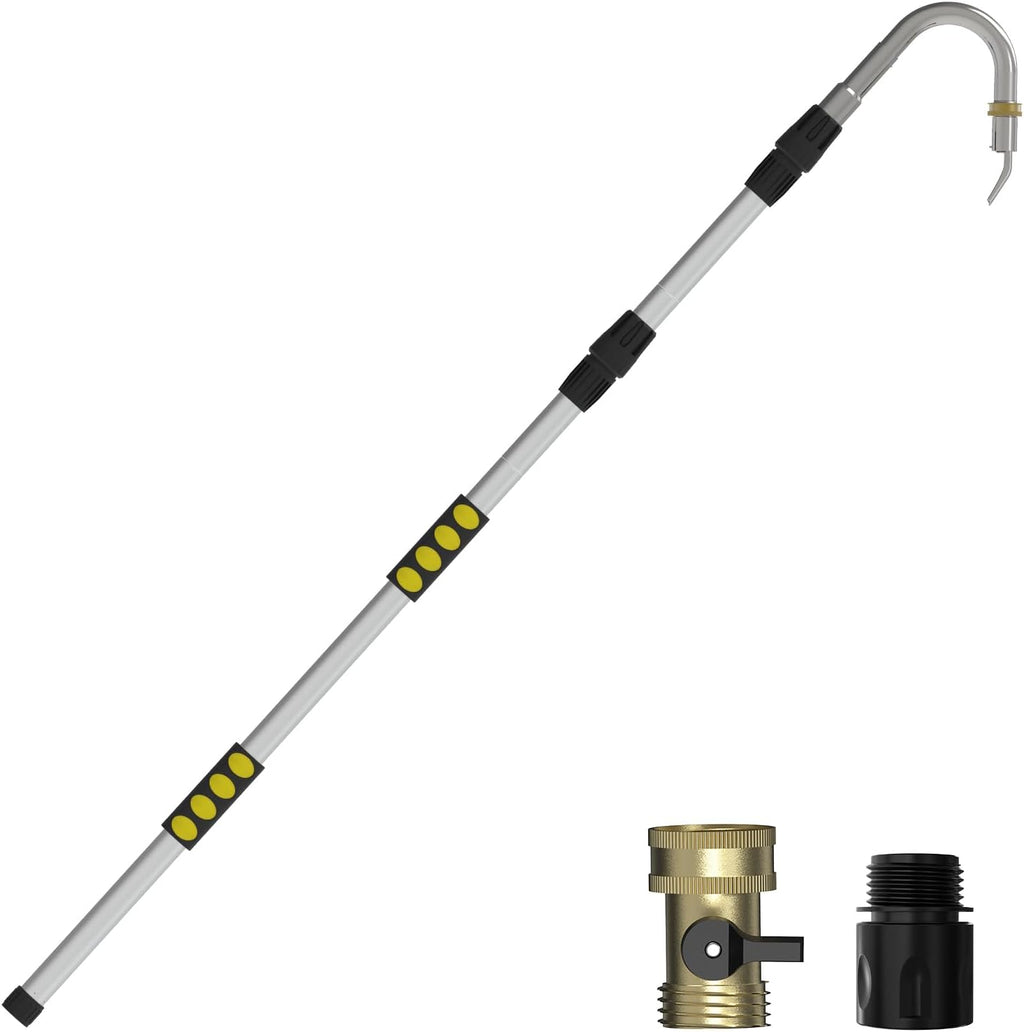 Gutter Cleaning Tools from The Ground, 24FT Reach Rain Cleaner with Bendable Wand and Quick Connect Adapter for
