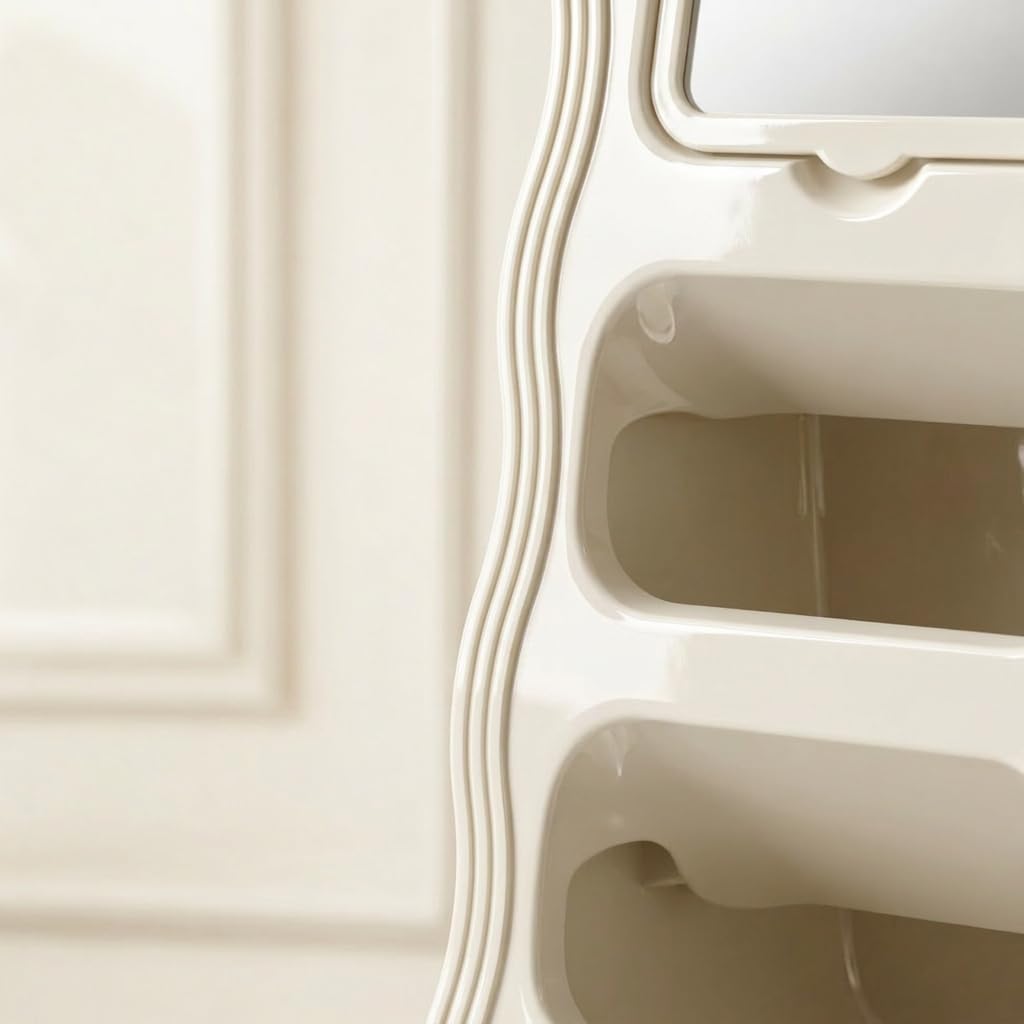 Makeup Brush Holder with Mirror, Wavy Vanity Cosmetic Organizer