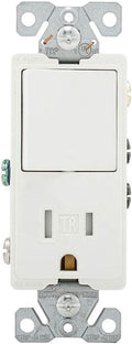 Eaton TR7730W 15-Amp 3-Wire TR Receptacle 120-Volt Decorator Combination Single-Pole Switch with 2-Pole, White