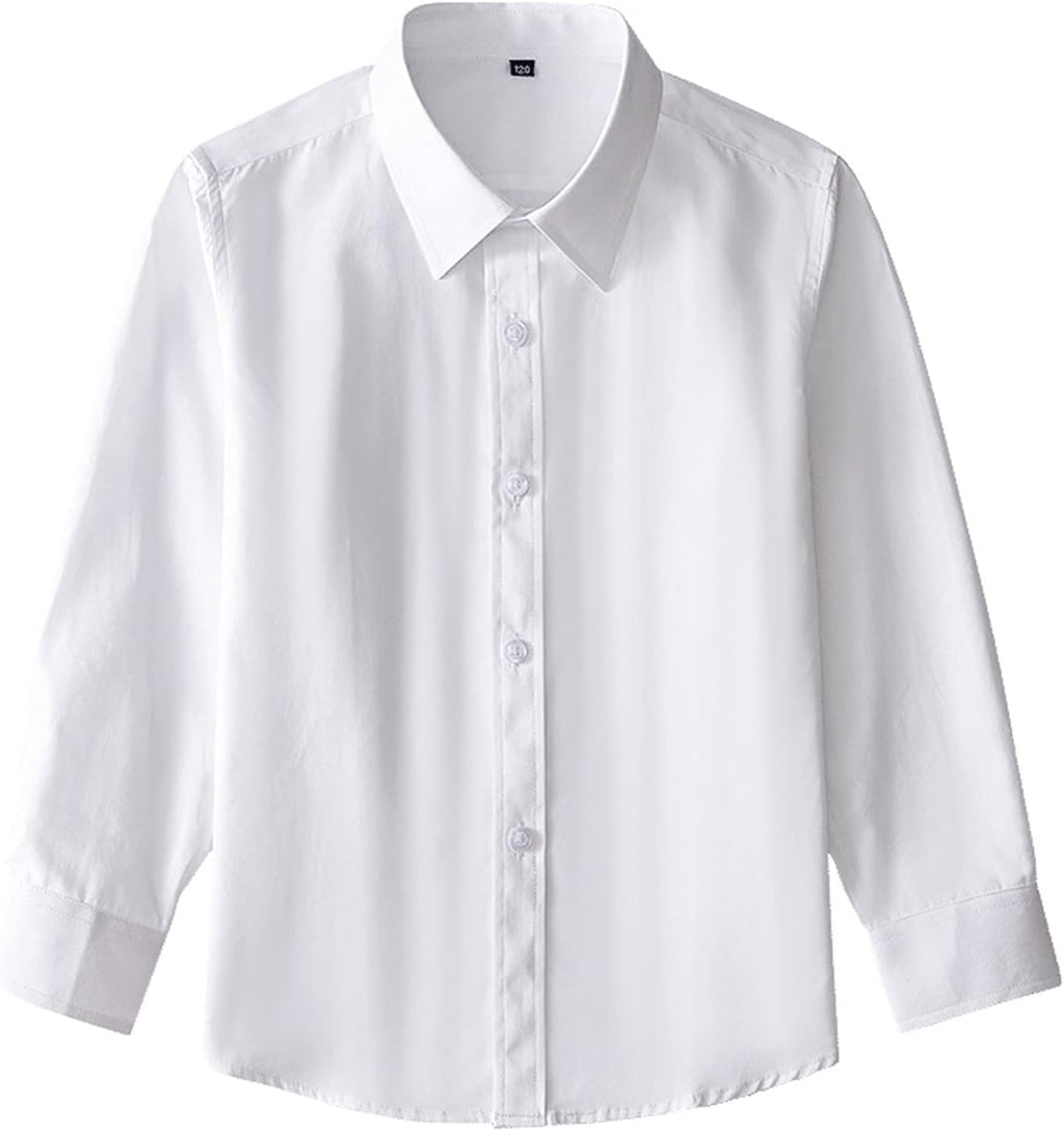 Teen Girls Boys Classic Dress Shirt Long Sleeve Button Down School Uniform Formal Oxford Shirt Kids Soild Collared Top
