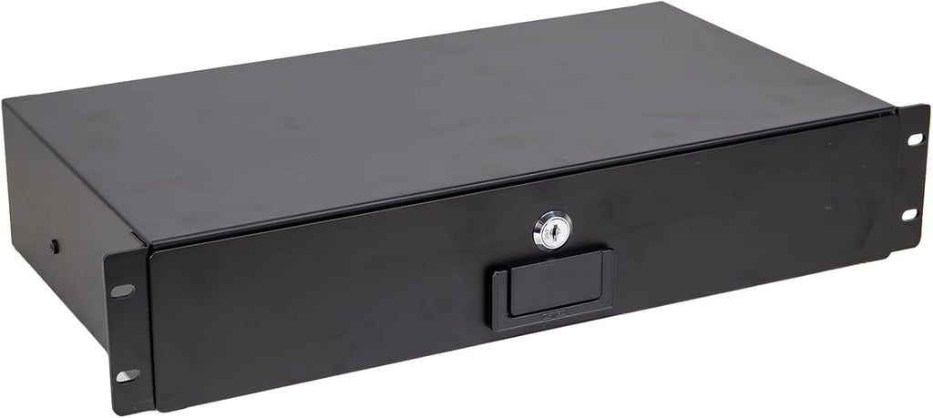 Crossrock 2U Rack Drawer for 11" Rack Case, 9.4" Depth Lockable Rackmount Drawer with 2 Keys, Steel Rack Storage Drawer for DJ, AV and Studio Equipment (CRA980U-DR-24)
