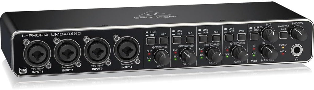U-PHORIA UMC404HD Audiophile 4x4, 24-Bit/192 kHz USB Audio/MIDI Interface with Midas Mic Preamplifiers