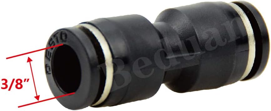 Beduan Pneumatic Push to Connect Fitting, 3/8" x 3/8" Tube OD Straight Quick Adapter Air Fitting （Pack of 10）