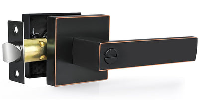 Privacy Door Levers, 1 Pack Oil Rubbed Bronze Door Handles Interior Heavy Duty Bed and Bath Keyless Door Locksets, Reversible for Left Right Handed Doors