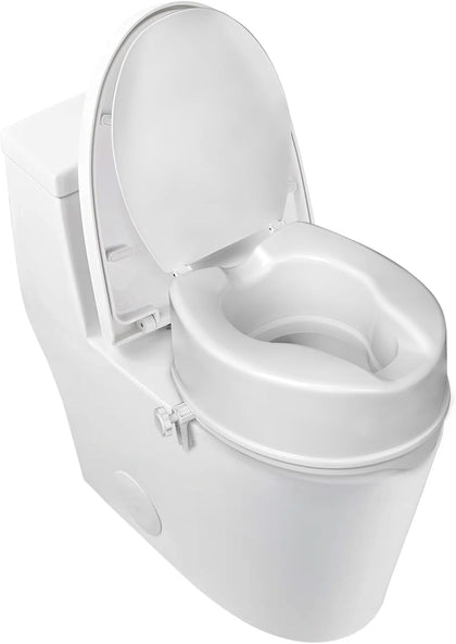 Raised Toilet Seat with Lid for Elderly, 6" High Toilet Seat for Elongated or Standard Commode, Raised Toilet Seat
