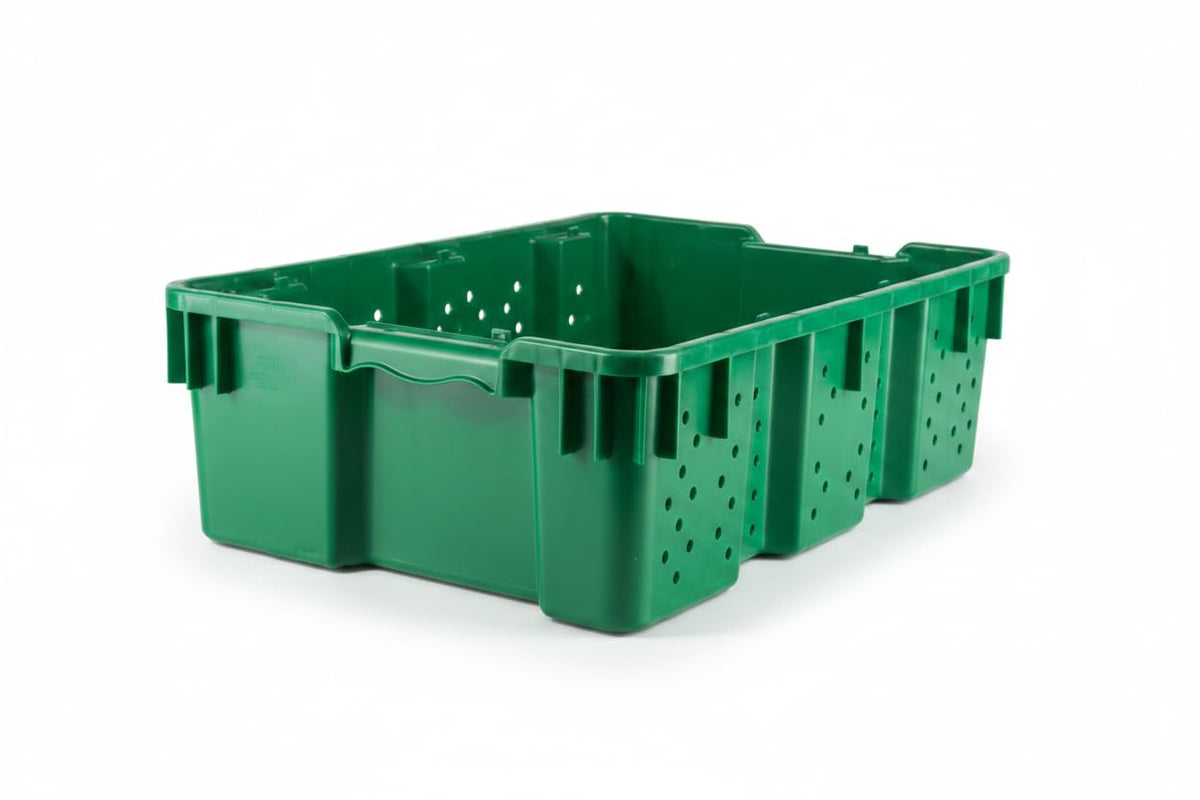 Hudson Exchange 24 x 16 x 7.3" (4 Pack, 7.5 Gallon) Agricultural Nest and Stack Vented Crate Handled Storage
