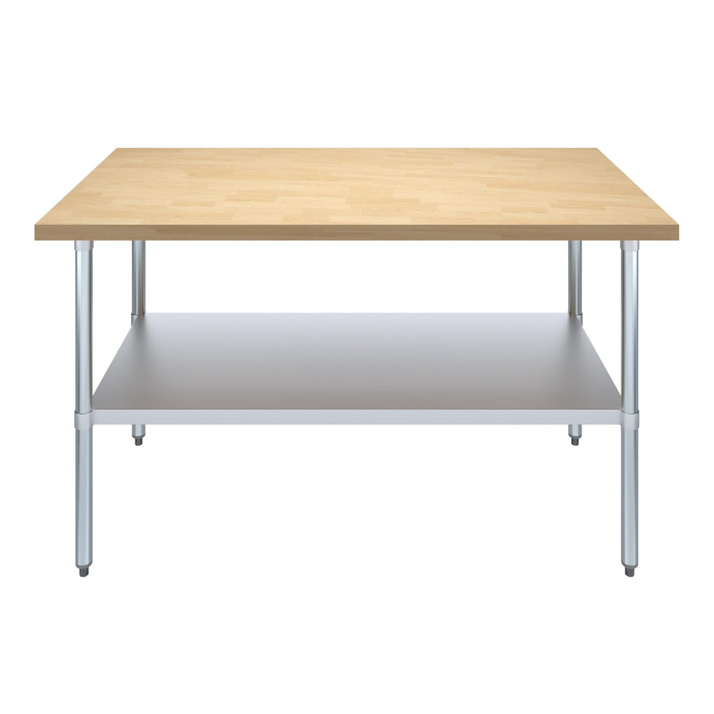 48" x 30" Maple Wood Top Work Table w/Undershelf