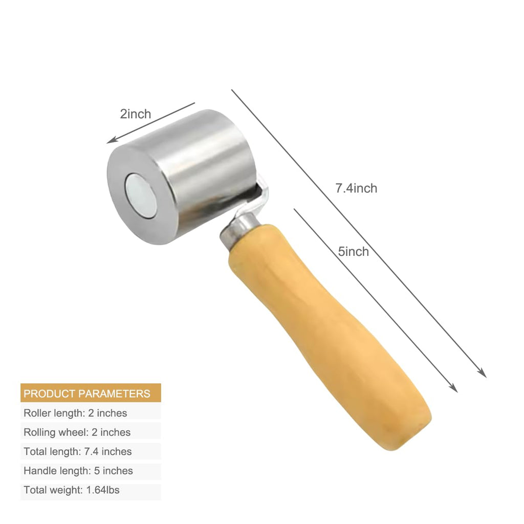 Metal Seam Roller with Wood Handle for Eternabond Tape RV Roof Repair Hot Air Welding Auto Car Audio Sound Deadening