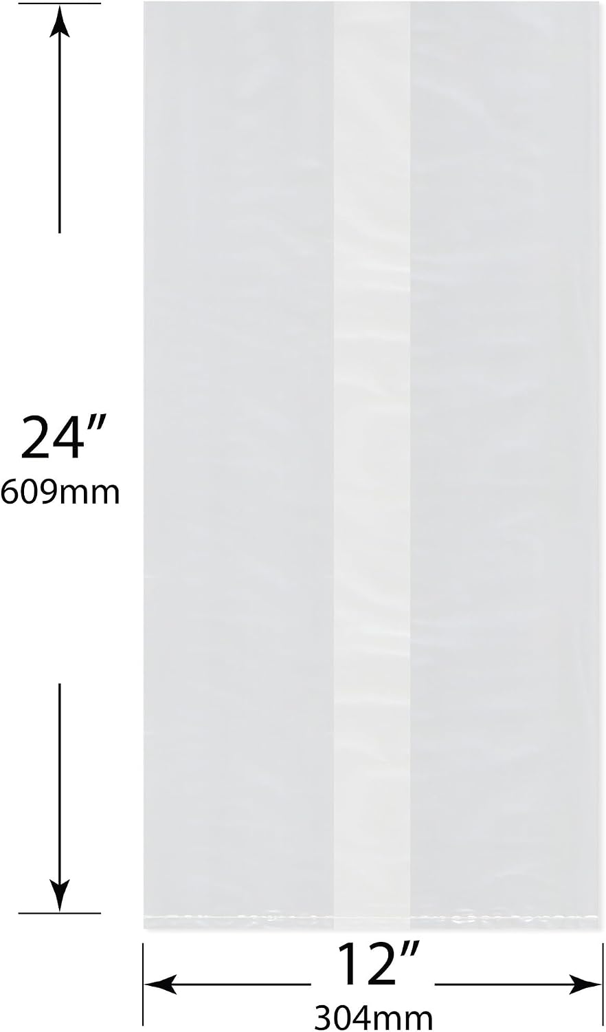 12 x 10 x 24 inch, 2 Mil Gusseted Bags (Pack of 100)