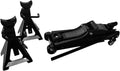 2.5 Ton Car Truck Floor Jack Service Heavy Duty Steel Hydraulic Low | Profile Jack with 2 Jack Stands Tire Repair Kit