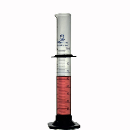 TN LAB 100ml Graduated Measuring Cylinder Borosilicate Glass with Plastic Base