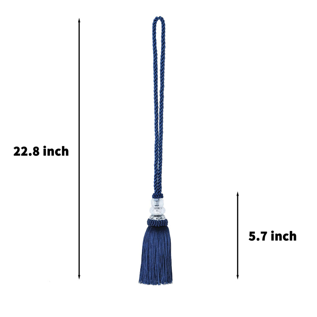 4 Pack Curtain Tiebacks with Tassel, Navy