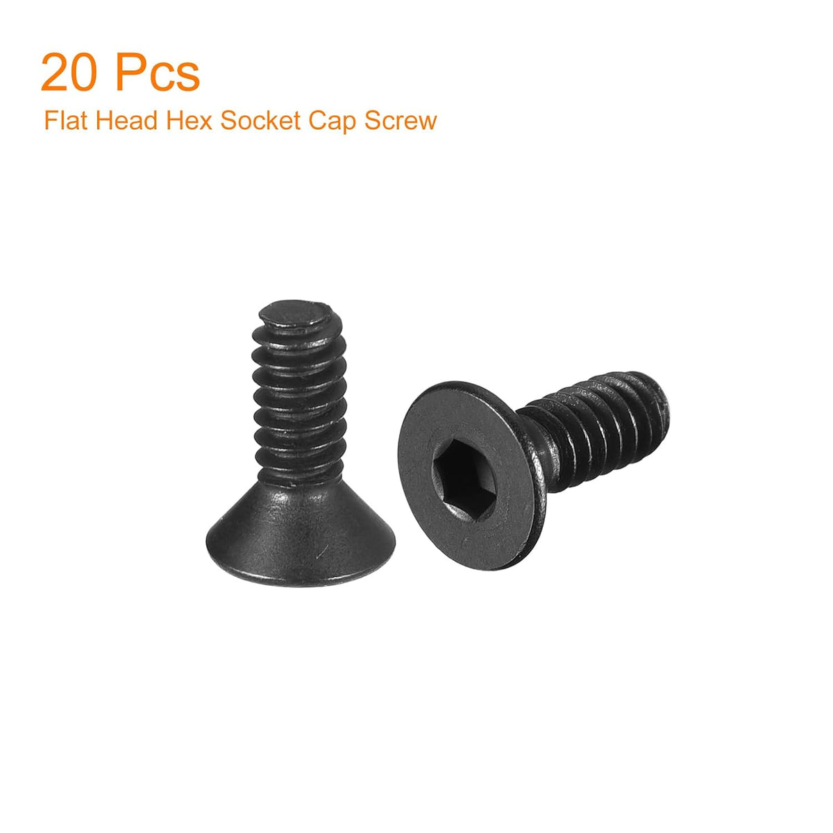 uxcell #10-24x1/2 Flat Head Socket Cap Screws, 10.9 Grade Carbon Steel Hex Socket Countersunk Flat Head Screw Bolts Machine Screws Fasteners, Fully Threaded, Black Oxide, 20Pcs