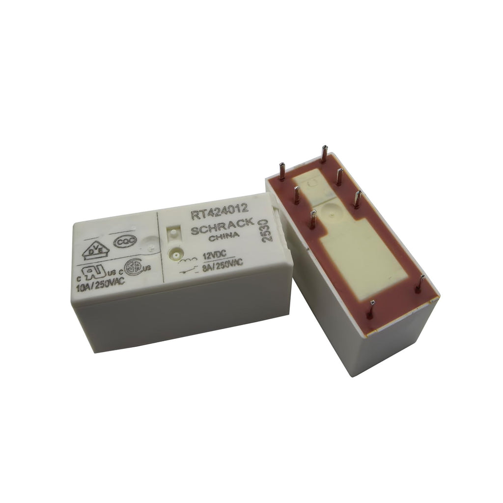 2Pcs RT424012 DPDT Relay 12VDC 8A, White