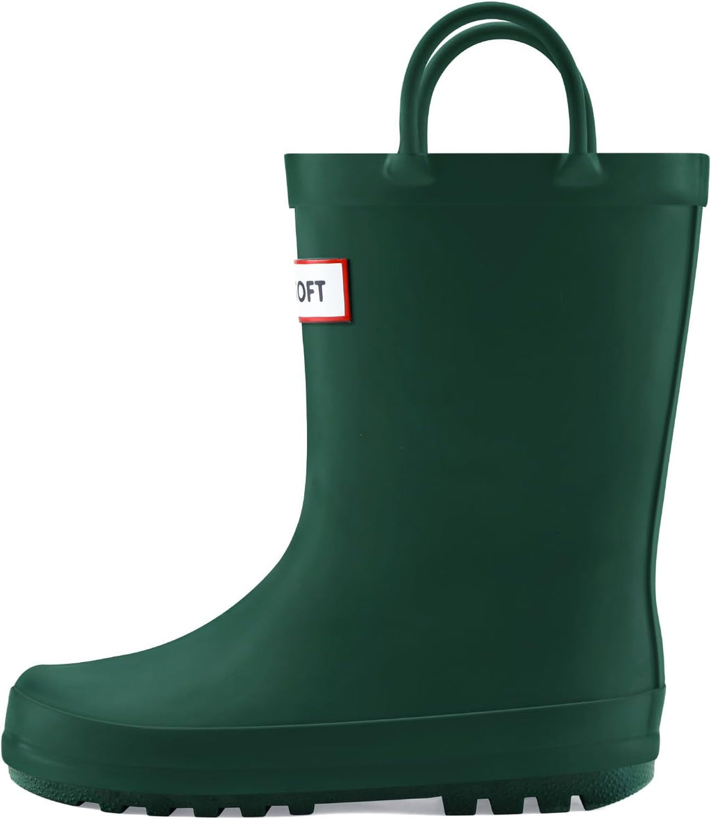 Kid Rain Boots Toddler Rubber Waterproof Boot Boy Girl with Handle | Pull on, Slip Resistant
