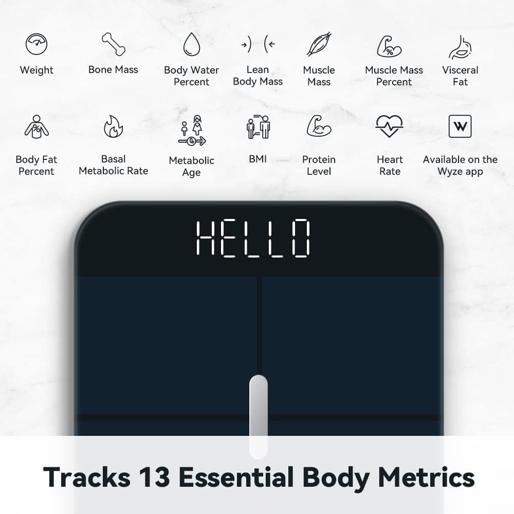 Smart Scale X - Digital Bathroom Scale for Body Weight, BMI, Body Fat, Muscle Mass, Heart Rate Monitor | Sync with