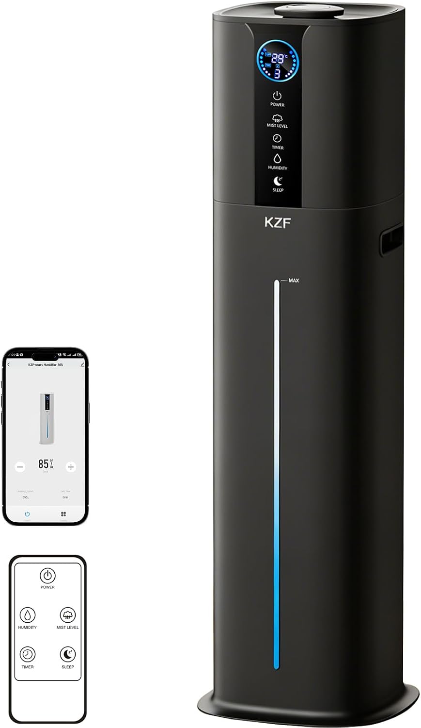 9L Smart Humidifier for Bedroom Large Room, Black | 2.3Gal Cool Mist, Top Fill Diffuser, App & Remote Control, 3 Mist