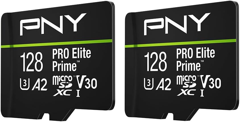 128GB PRO Elite Prime C10 U3 V30 A2 microSDXC Flash Memory Card 2-Pack