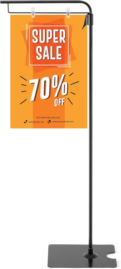 1 Pcs Adjustable Hanging Poster Stand Sign Holder 43-87 Inch Pallet Floor Standing Poster Display Black Heavy Duty