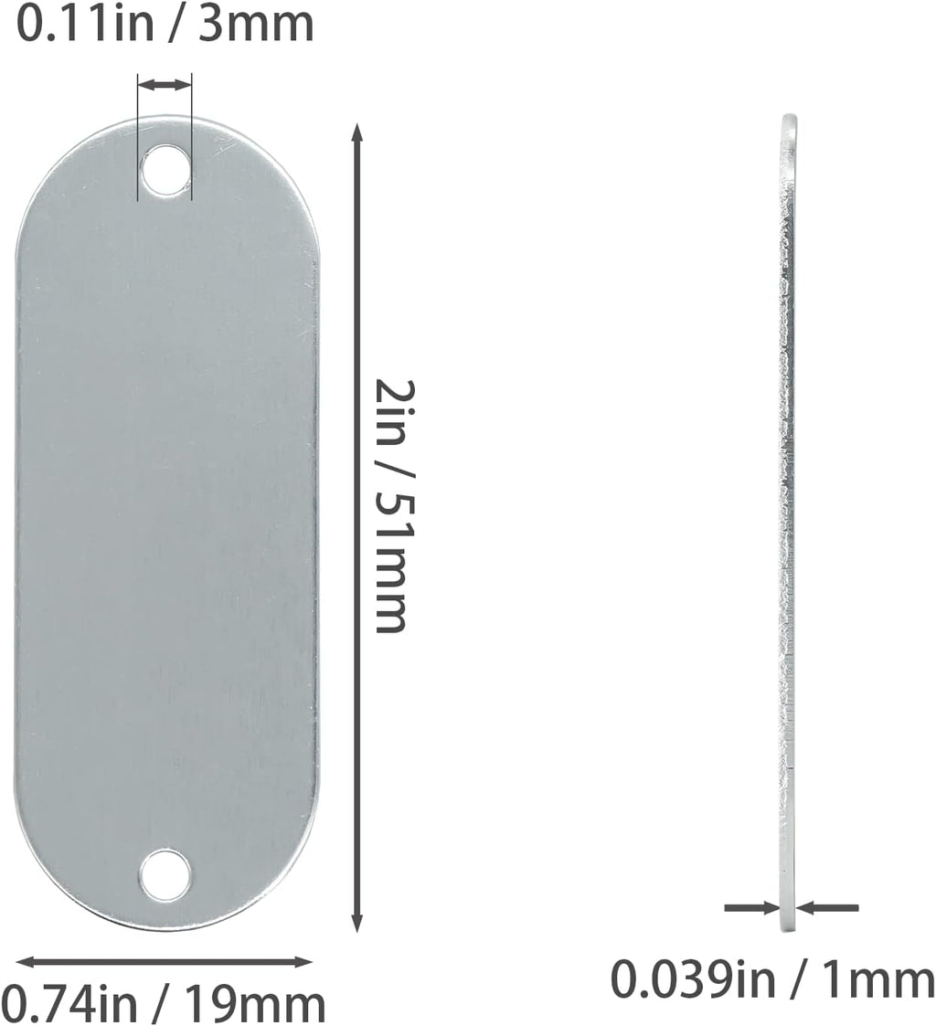 Aluminum Engraving Blanks Tags Stamping Blanks Tags with 2 Holes 25 Pack (Silver)