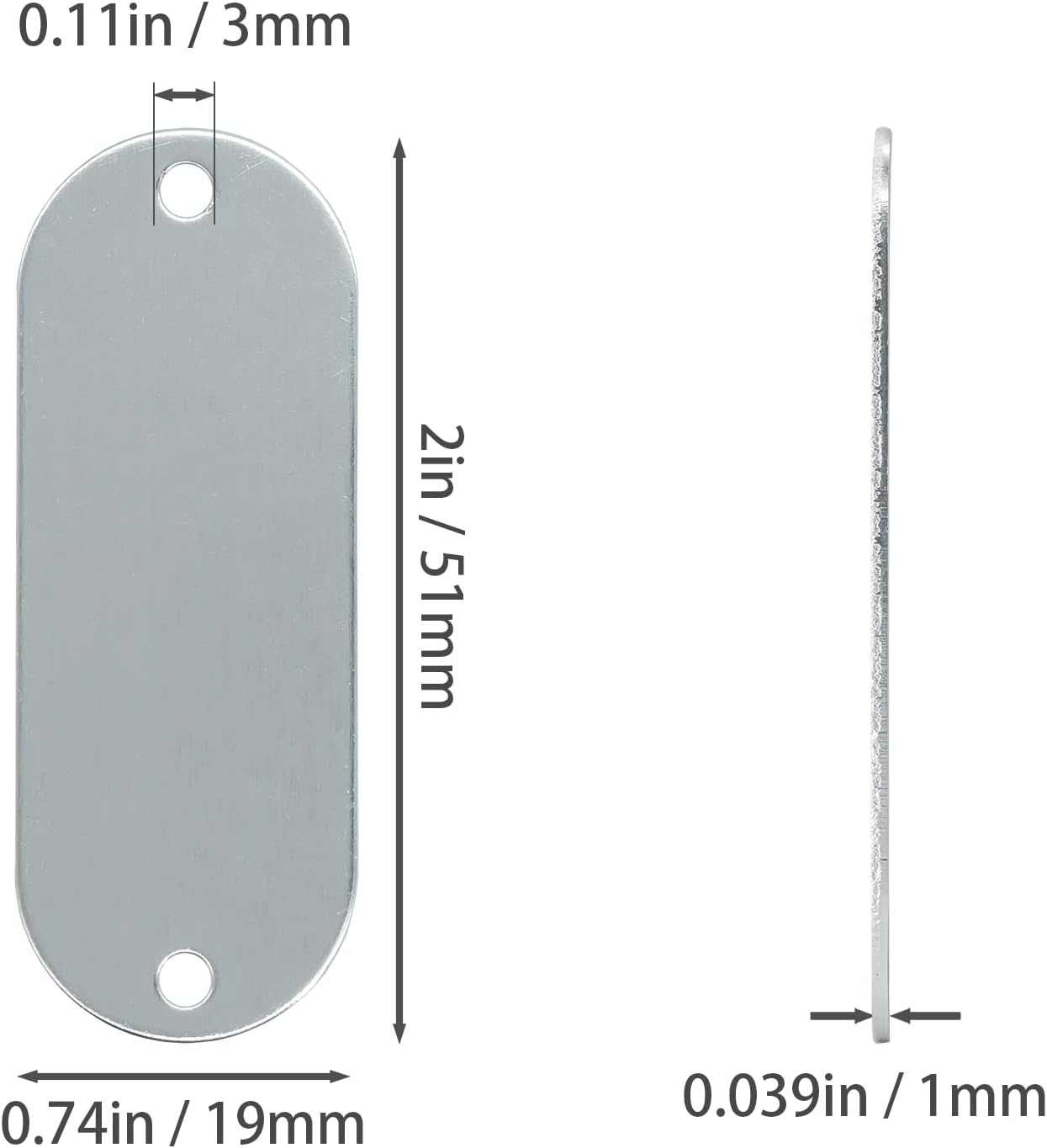Aluminum Engraving Blanks Tags Stamping Blanks Tags with 2 Holes 25 Pack (Silver)