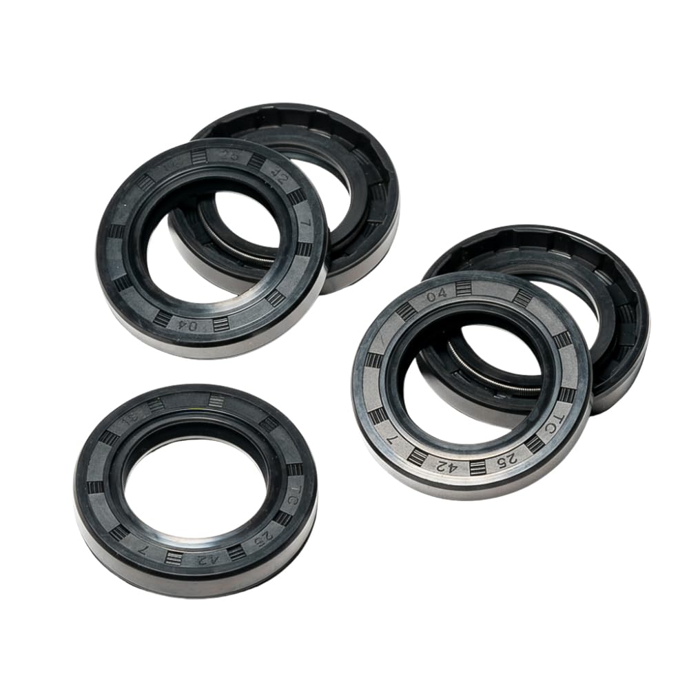 5pc TC Double Lip Rotary Shaft Oil Seals 25x42x7mm
