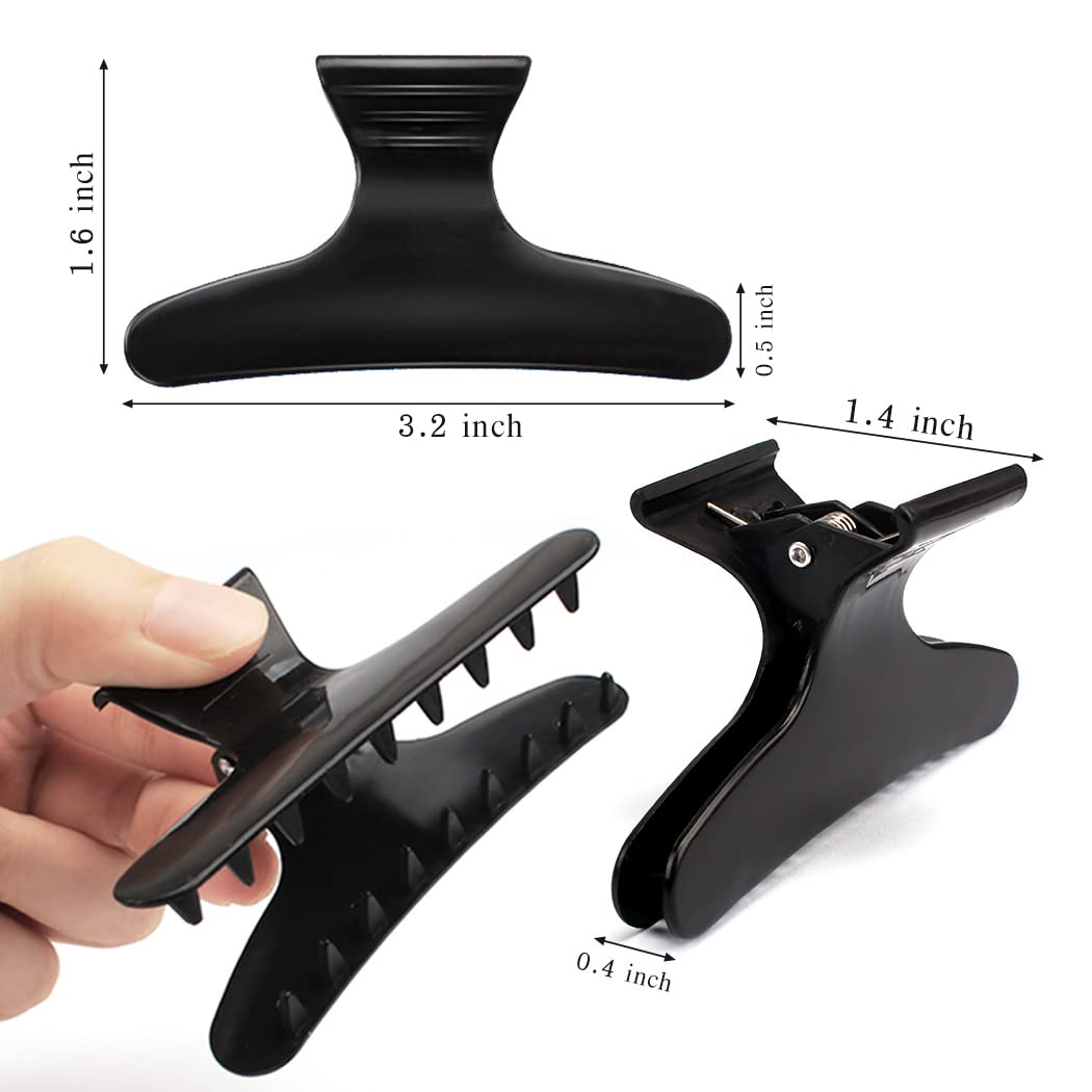 Hair Clips for Women - Large Butterfly Clamps for Styling, Sectioning, Hair Coloring, Cutting, and Hairdressing (Black)