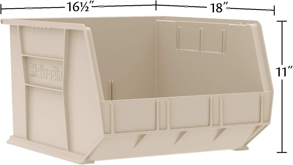 30270 AkroBins Plastic Storage Bins, 18"x16"x11", Black, 3-Pack | Space-Saving Stackable Bins for Garage, Pantry