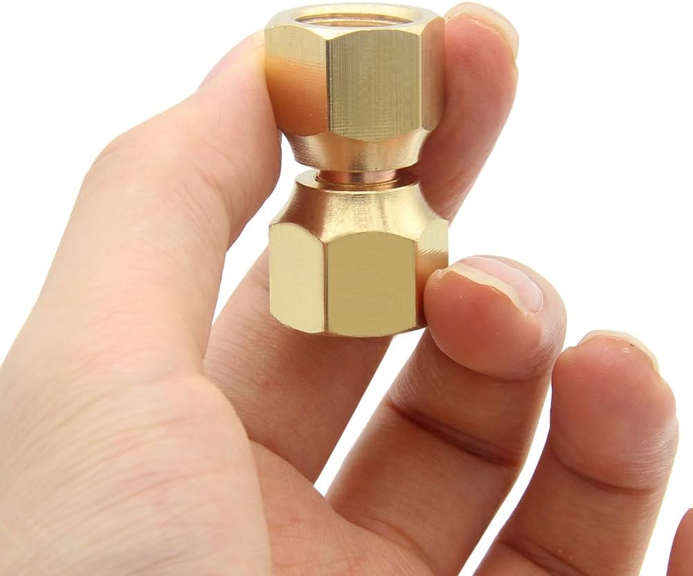 Hooshing 3/8" Female Flare Swivel Adapter Brass Tube Fitting Gas Connector