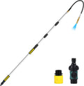 20FT Reach Gutter Cleaning Tools from Ground, Telescopic Rain Gutter Cleaner Tool with Garden Hose Attachment and