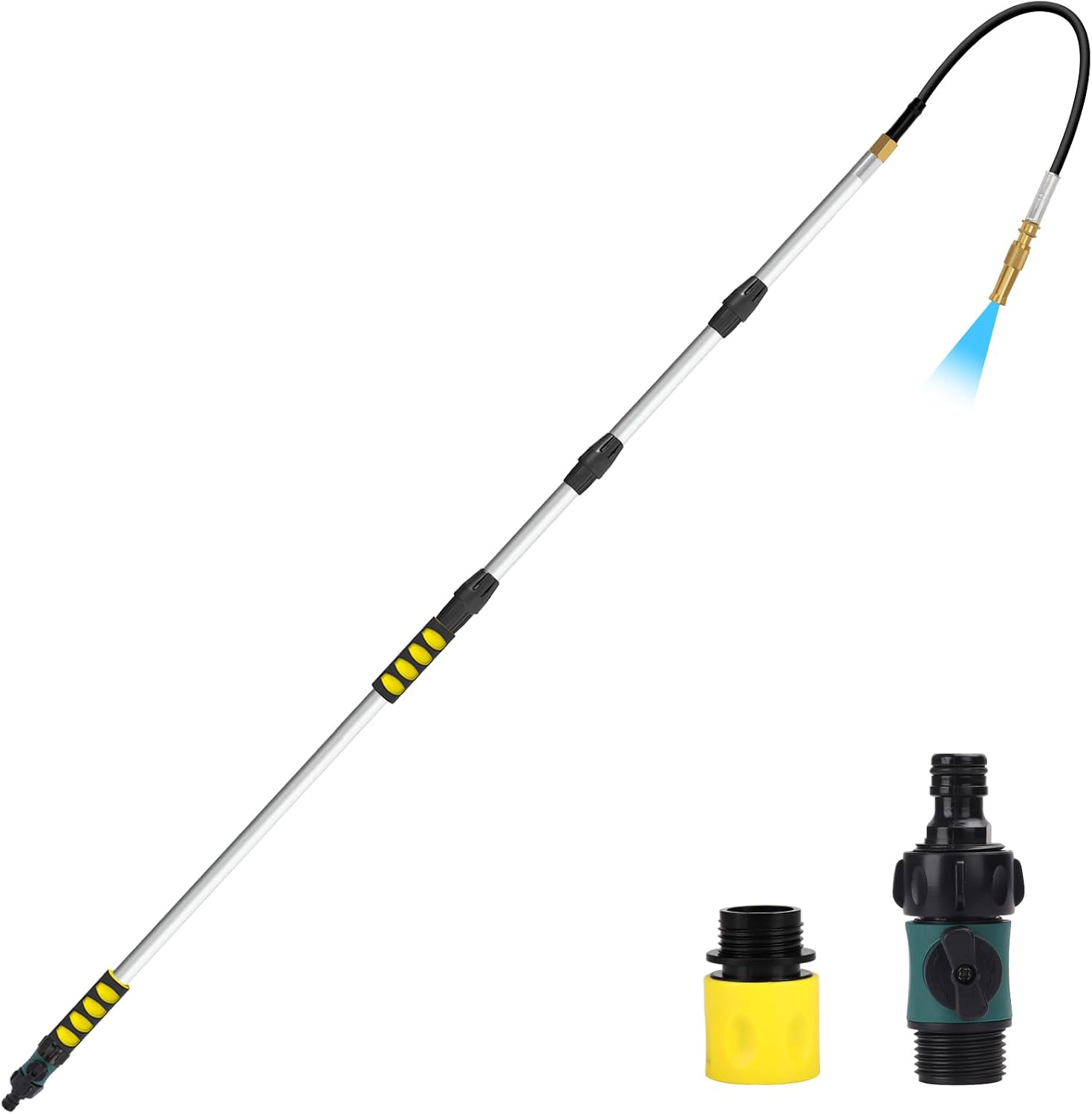 20FT Reach Gutter Cleaning Tools from Ground, Telescopic Rain Gutter Cleaner Tool with Garden Hose Attachment and