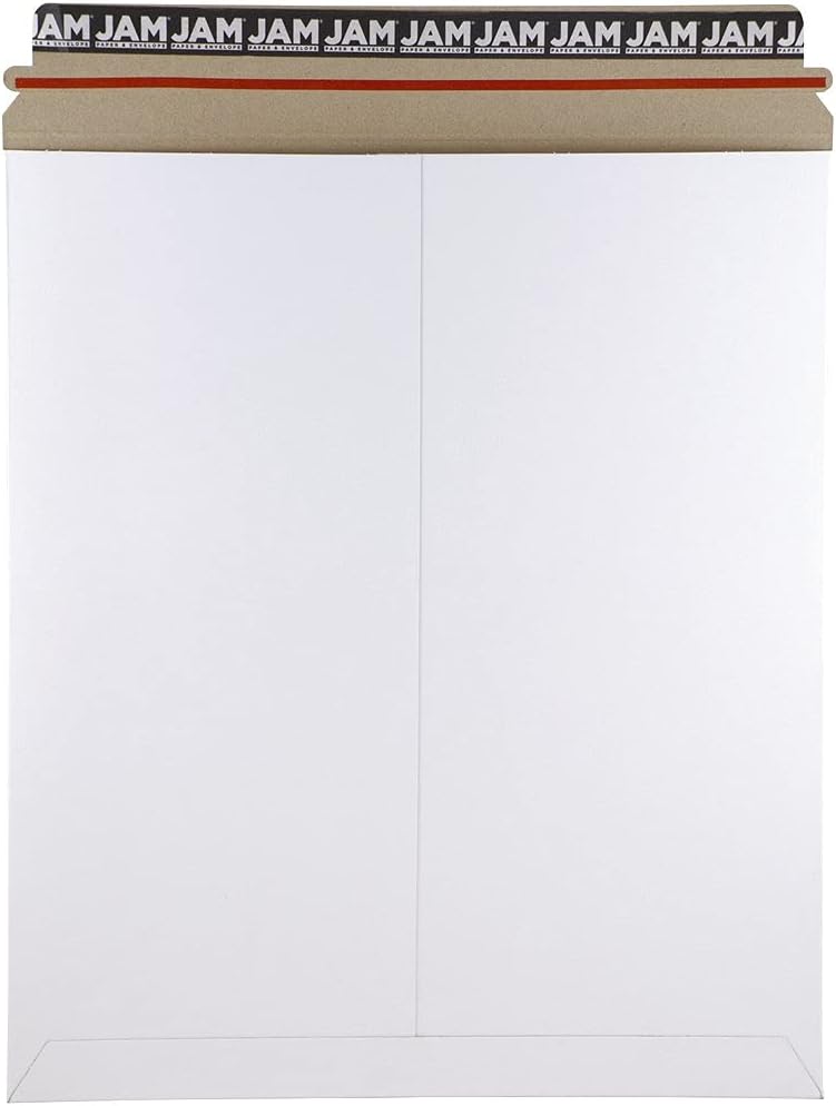 Stay-Flat Photo Mailer Envelopes with Peel & Seal Closure - 12 3/4 x 15 - White - 6 Rigid Mailers/Pack