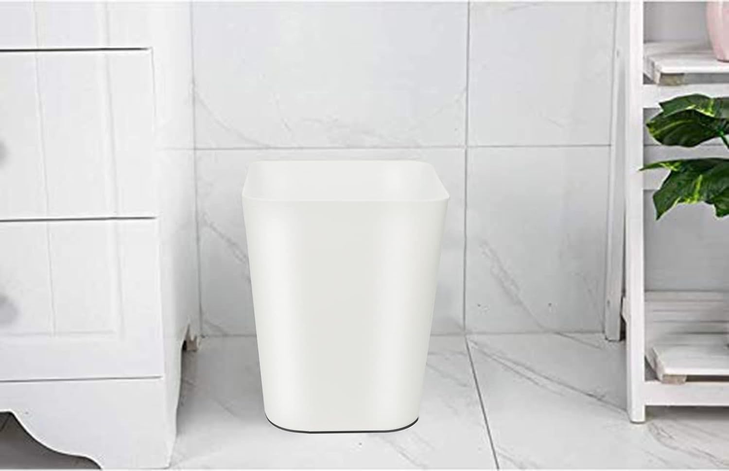 1.6 Gallon Small Trash Can Wastebasket for Kitchen Office Bathroom,Pack of 2(White+Gray)