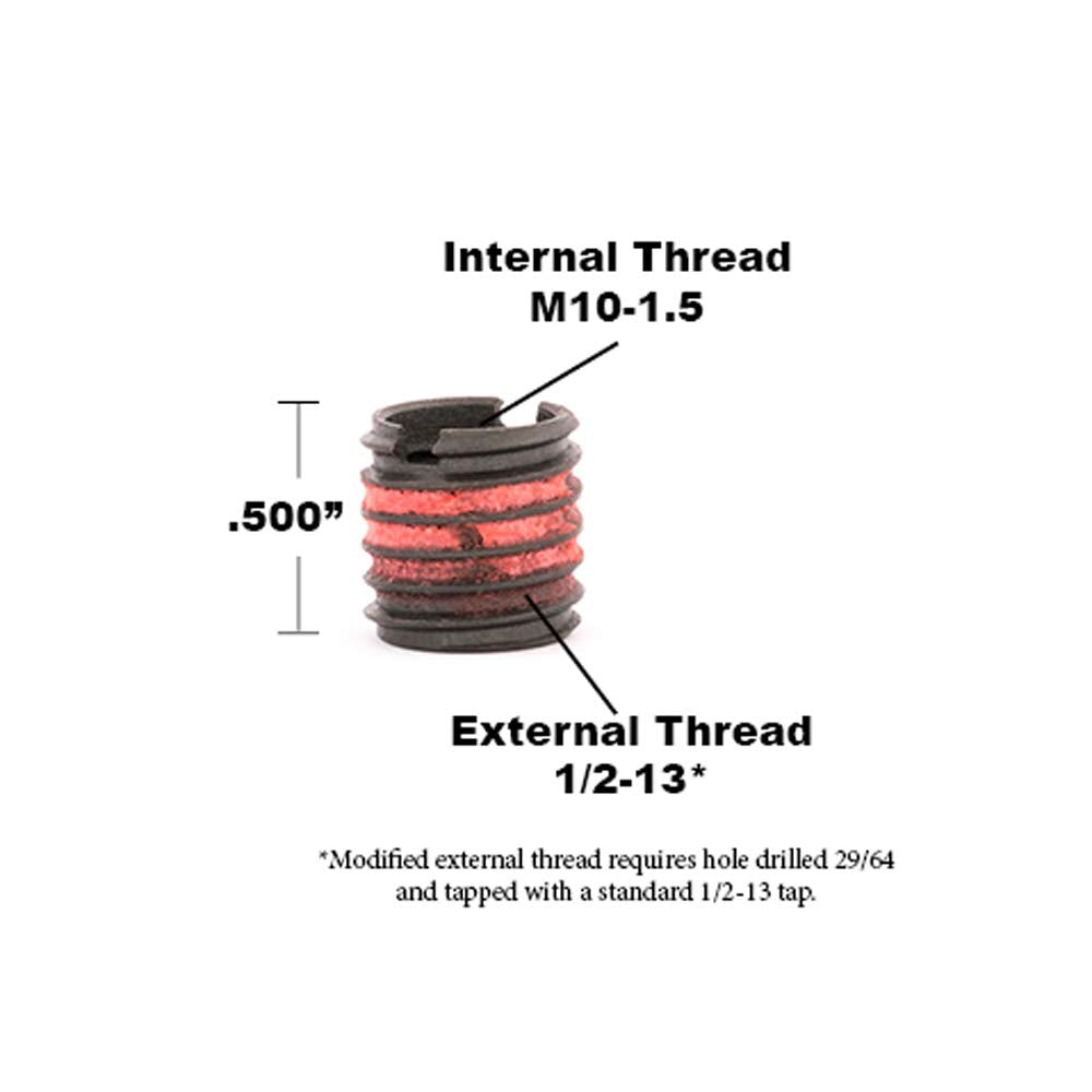 E-Z LOK Thread Insert, M10-1.5 Internal, 0.5-13 External, 5 ct