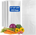Clear Flat Poly Bags, 12" x 8" x 30", 1.45 Mil, 250 Count