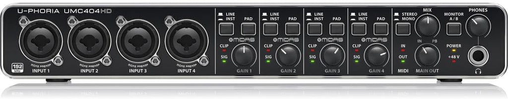 U-PHORIA UMC404HD Audiophile 4x4, 24-Bit/192 kHz USB Audio/MIDI Interface with Midas Mic Preamplifiers