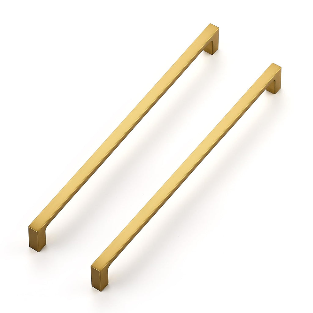 Brushed Brass Solid Pulls Cabinet Handles 10 Inch 5 Pack