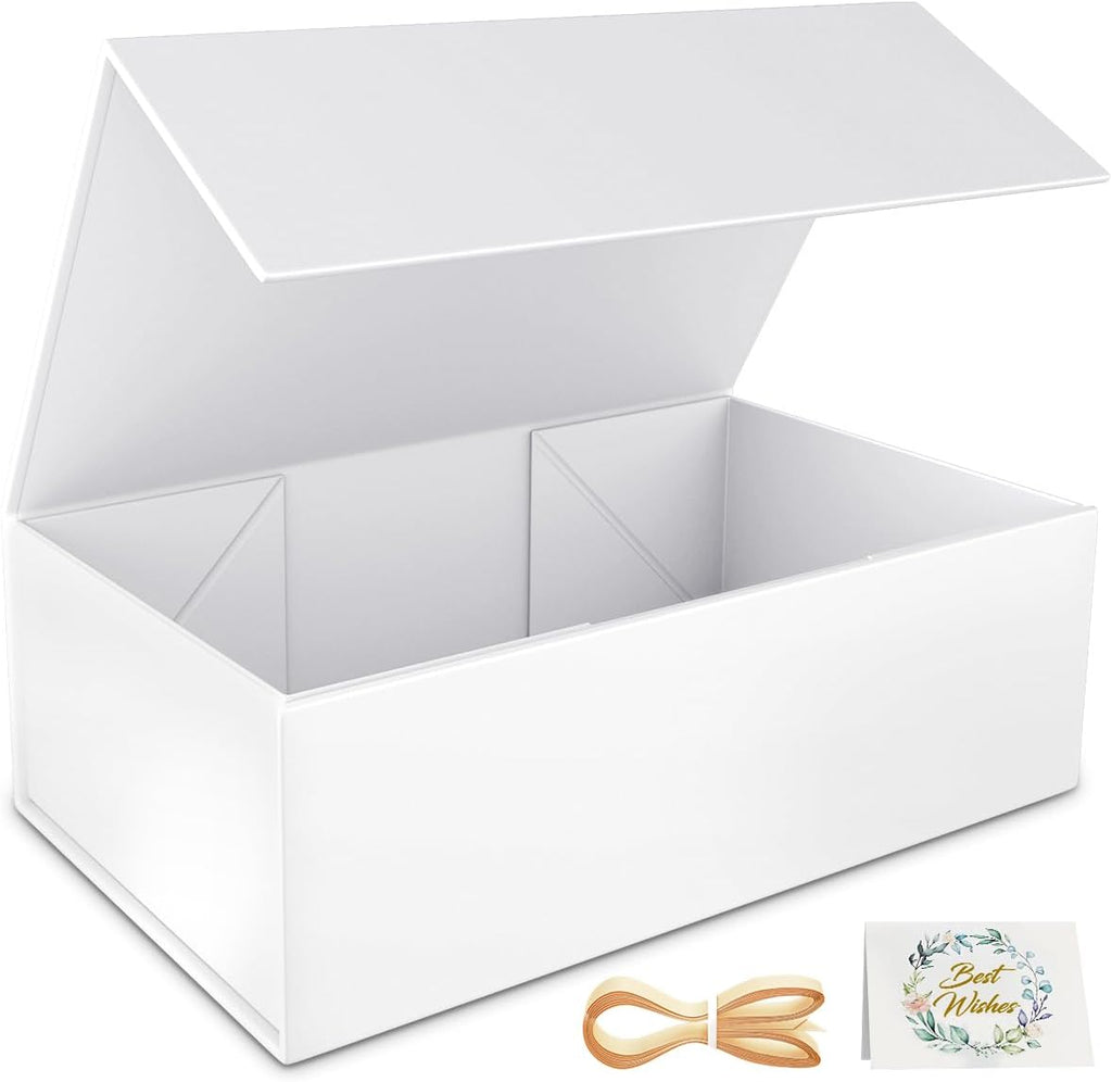 White Gift Box, 9.5x6x3'' Gift Boxes with Lids for Presents