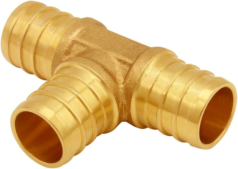 Uenede Brass 3/4 Inch PEX Tee Coupling, 10PCS