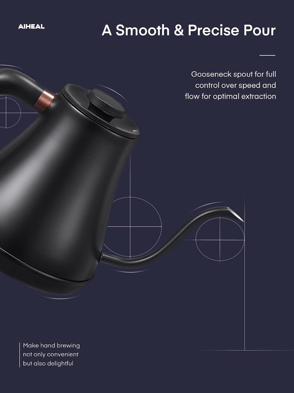 Electric Gooseneck Kettle Temperature Control, Pour Over Electric Kettle for Coffee and Tea, 100% Stainless Steel