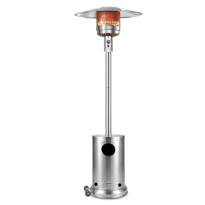 50,000 BTU MAX Outdoor Propane Patio Heater with Wheels – All-Stainless Steel Gas Heater, Weighted Base, Easy