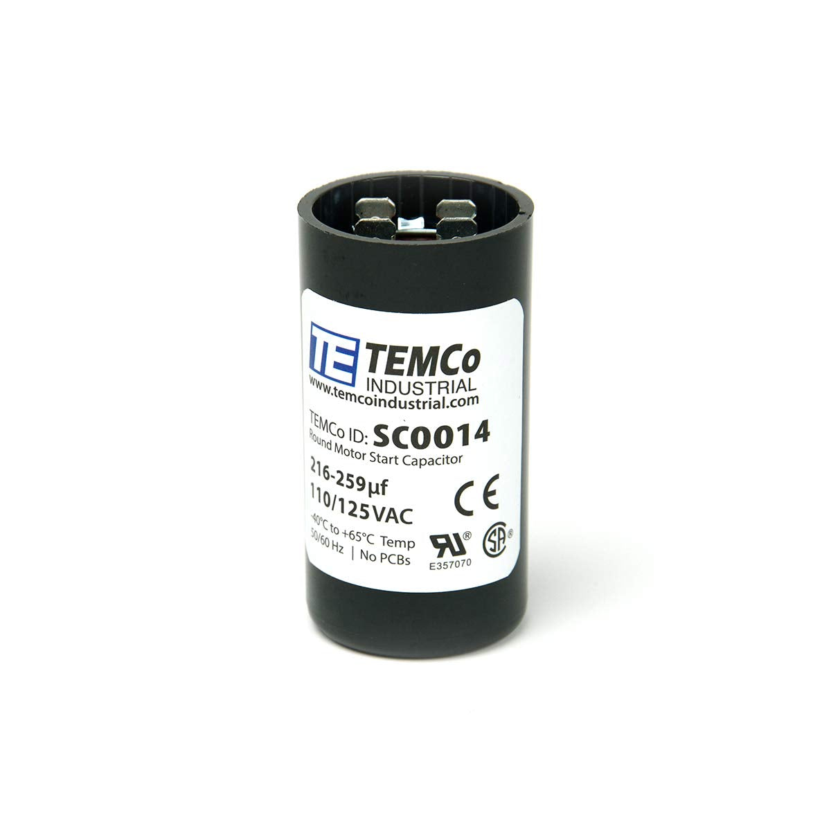 TEMCo 216-259 uF MFD CD60 Start Capacitor 110-125V AC Round | 50/60 Hz Motor Start Capacitor for HVAC, Compressor, Pump