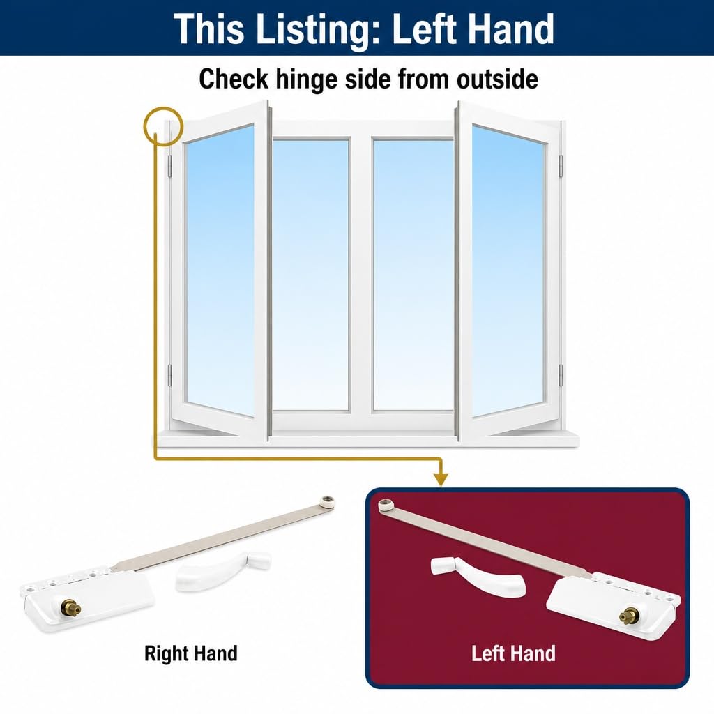 Prime-Line TH 23022 9-1/2 In. Single-Arm Left-Hand Casement Operator, White Finish (Single Pack)