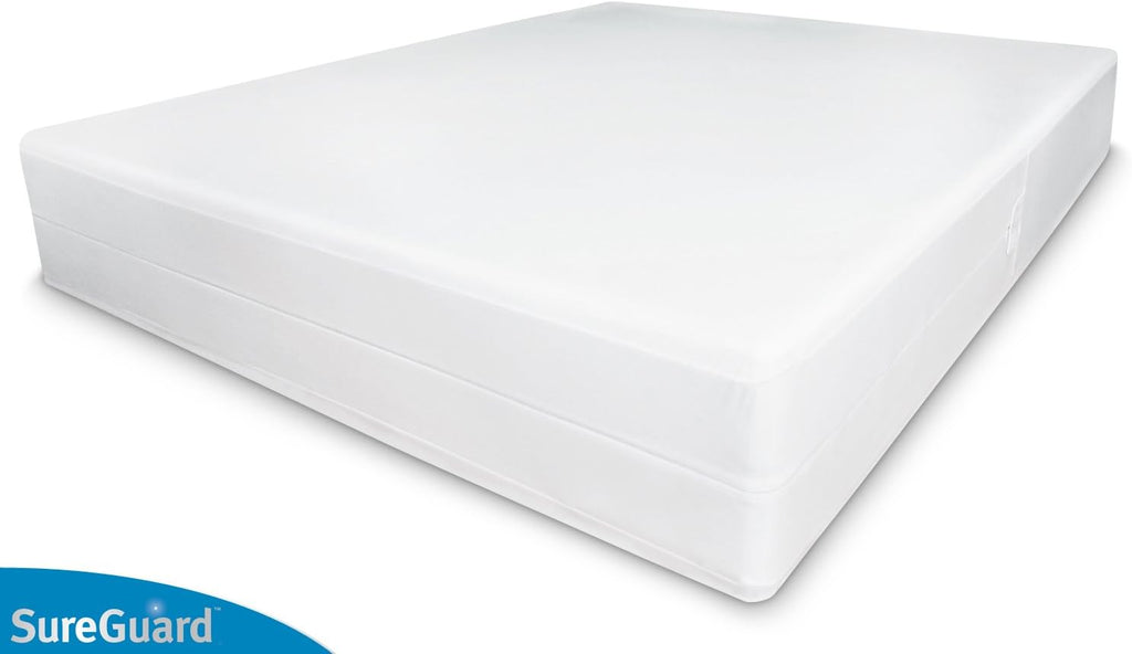 Queen Size SureGuard Box Spring Encasement - 100% Waterproof, Bed Bug Proof, Hypoallergenic - Premium Zippered